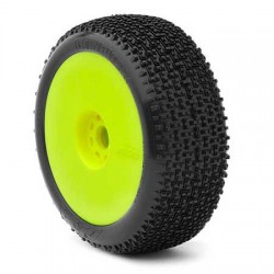 Pre-Mounted City Block 1/8 Buggy Tires w/EVO Wheel & Red Insert (Soft) (Yellow) (2)