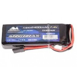 Arrowmax 2400mAh 2S 7.4v LiPo TX/RX battery pack